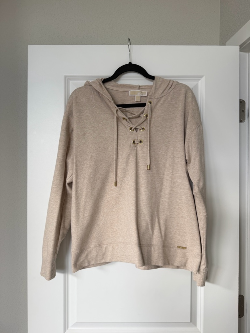 MICHAEL Michael Kors Beige Lace-Up Hooded Sweatshirt